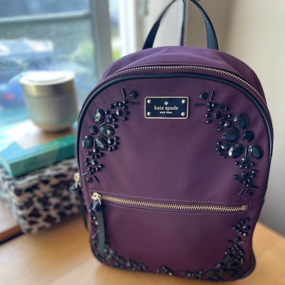 Kate Spade Wilson Road Bradley Backpack plumb with black embellishments - Picture 14 of 16
